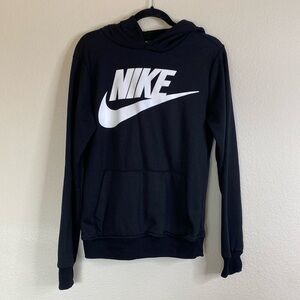 Nike logo hooded sweatshirt black white mens small GUC